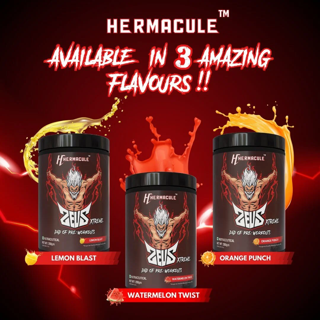 Hermacule flavors Hermacule Zeus Xtreme Pre-workout Flavours - Watermelon Twist, Orange Punch, Lemon Blast